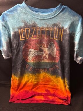 Led Zeppelin Men's Medium 1975 US Tour Tie Dye Graphic T-Shirt Band Tee.